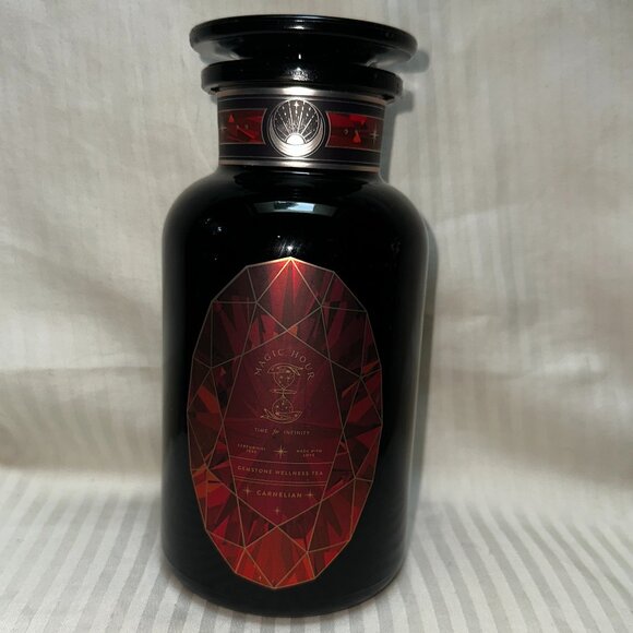 NEW! MAGIC HOUR CARNELIAN CAF-FREE TEA IN VIOLET GLASS APOTHECARY JAR 60-75 CUPS - Picture 4 of 6